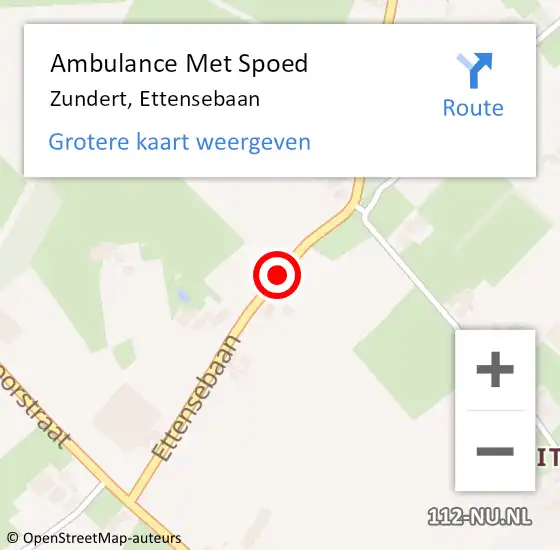 Locatie op kaart van de 112 melding: Ambulance Met Spoed Naar Zundert, Ettensebaan op 21 juli 2019 08:18