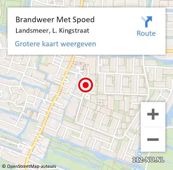 Locatie op kaart van de 112 melding: Brandweer Met Spoed Naar Landsmeer, L. Kingstraat op 21 juli 2019 09:15