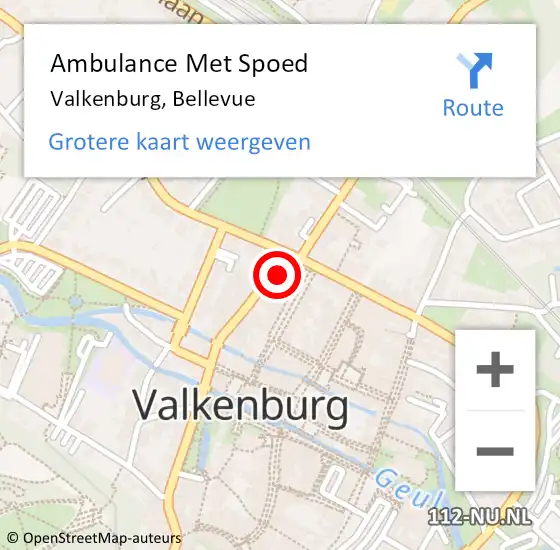 Locatie op kaart van de 112 melding: Ambulance Met Spoed Naar Valkenburg, Bellevue op 8 april 2014 08:33