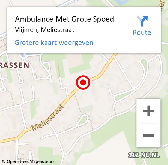 Locatie op kaart van de 112 melding: Ambulance Met Grote Spoed Naar Vlijmen, Meliestraat op 21 juli 2019 09:49