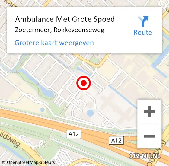 Locatie op kaart van de 112 melding: Ambulance Met Grote Spoed Naar Zoetermeer, Rokkeveenseweg op 21 juli 2019 11:09