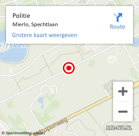 Locatie op kaart van de 112 melding: Politie Mierlo, Spechtlaan op 21 juli 2019 11:12