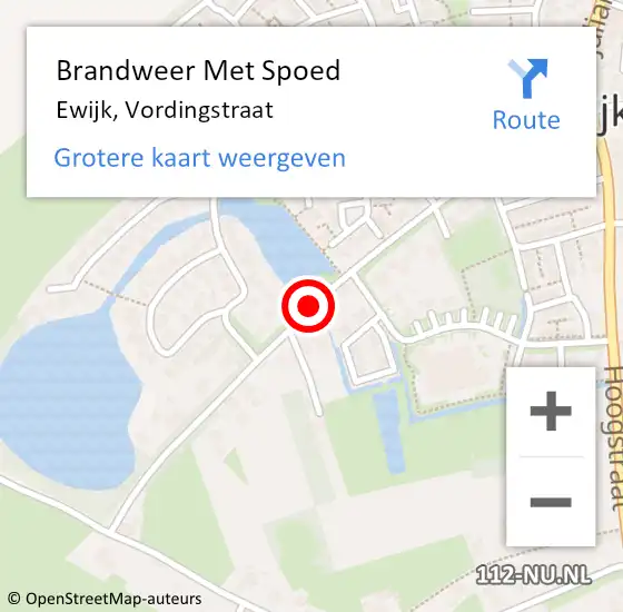 Locatie op kaart van de 112 melding: Brandweer Met Spoed Naar Ewijk, Vordingstraat op 21 juli 2019 11:41