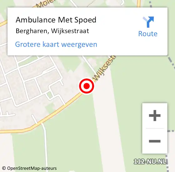 Locatie op kaart van de 112 melding: Ambulance Met Spoed Naar Bergharen, Wijksestraat op 21 juli 2019 11:41