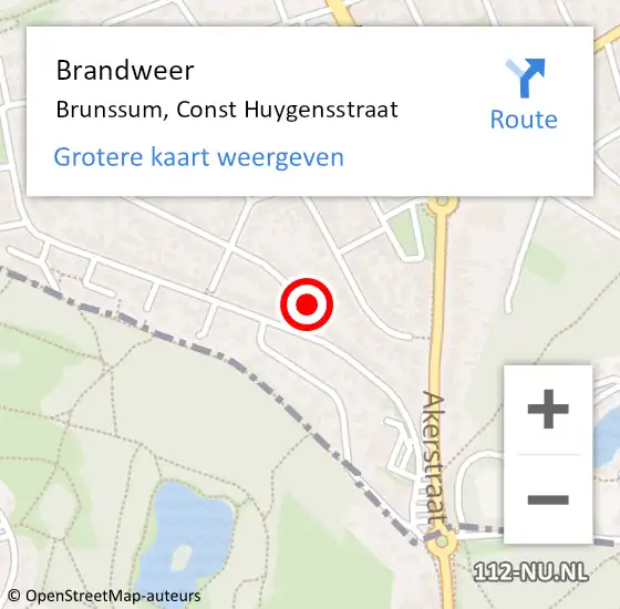 Locatie op kaart van de 112 melding: Brandweer Brunssum, Const Huygensstraat op 8 april 2014 08:52