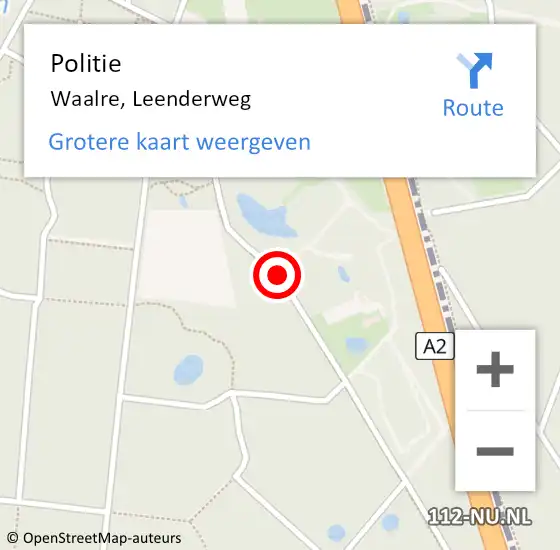 Locatie op kaart van de 112 melding: Politie Waalre, Leenderweg op 21 juli 2019 12:47