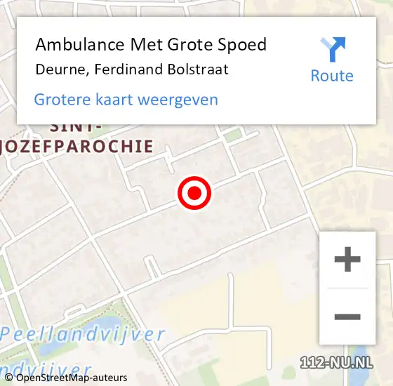 Locatie op kaart van de 112 melding: Ambulance Met Grote Spoed Naar Deurne, Ferdinand Bolstraat op 21 juli 2019 13:21