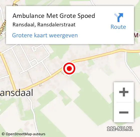 Locatie op kaart van de 112 melding: Ambulance Met Grote Spoed Naar Ransdaal, Ransdalerstraat op 8 april 2014 08:54