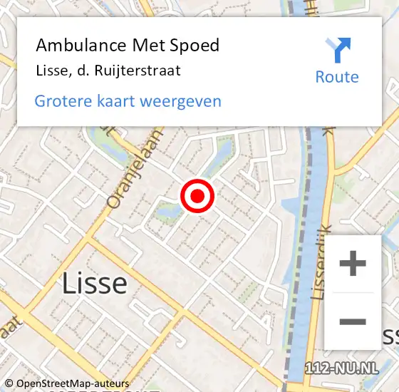 Locatie op kaart van de 112 melding: Ambulance Met Spoed Naar Lisse, d. Ruijterstraat op 8 april 2014 08:57