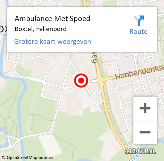 Locatie op kaart van de 112 melding: Ambulance Met Spoed Naar Boxtel, Fellenoord op 21 juli 2019 14:33