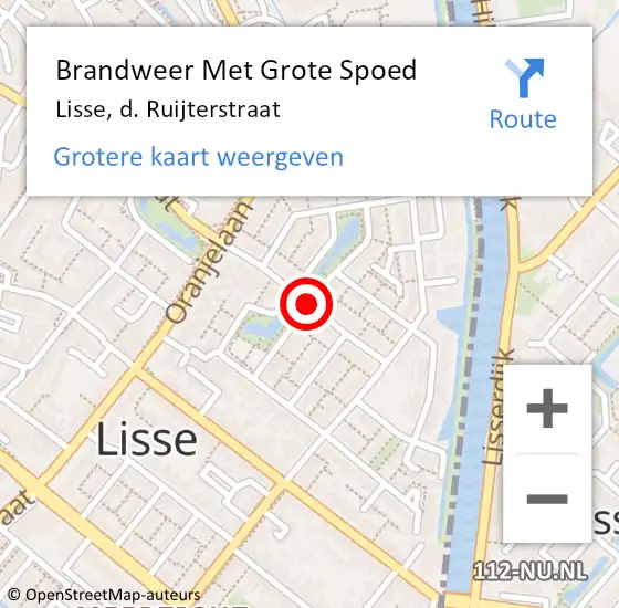 Locatie op kaart van de 112 melding: Brandweer Met Grote Spoed Naar Lisse, d. Ruijterstraat op 8 april 2014 08:58