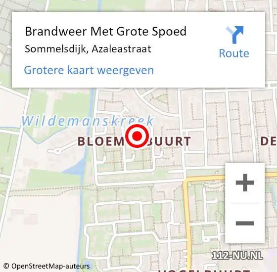 Locatie op kaart van de 112 melding: Brandweer Met Grote Spoed Naar Sommelsdijk, Azaleastraat op 28 september 2013 00:47