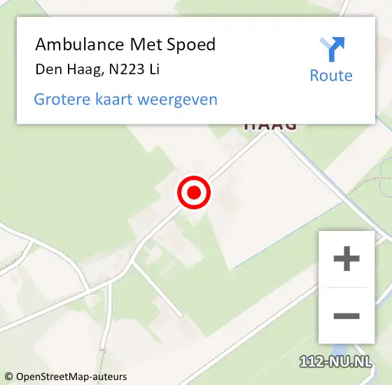 Locatie op kaart van de 112 melding: Ambulance Met Spoed Naar Den Haag, N223 Li op 21 juli 2019 15:03
