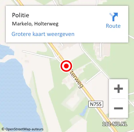 Locatie op kaart van de 112 melding: Politie Markelo, Holterweg op 21 juli 2019 15:54