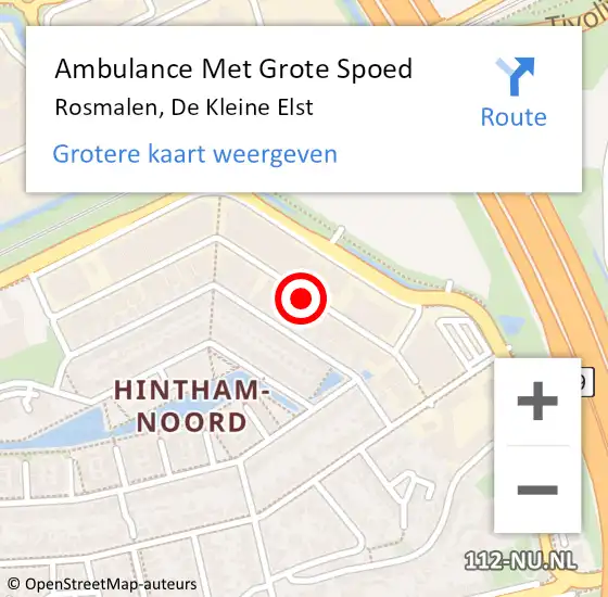 Locatie op kaart van de 112 melding: Ambulance Met Grote Spoed Naar Rosmalen, De Kleine Elst op 21 juli 2019 16:53