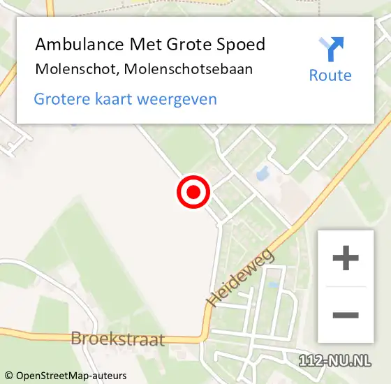 Locatie op kaart van de 112 melding: Ambulance Met Grote Spoed Naar Molenschot, Molenschotsebaan op 21 juli 2019 17:18