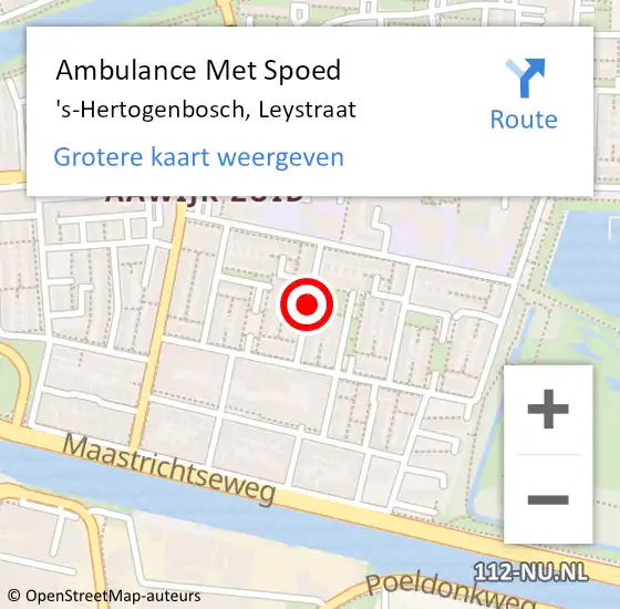 Locatie op kaart van de 112 melding: Ambulance Met Spoed Naar 's-Hertogenbosch, Leystraat op 21 juli 2019 17:32