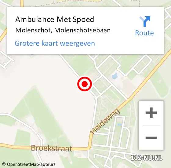 Locatie op kaart van de 112 melding: Ambulance Met Spoed Naar Molenschot, Molenschotsebaan op 21 juli 2019 18:40