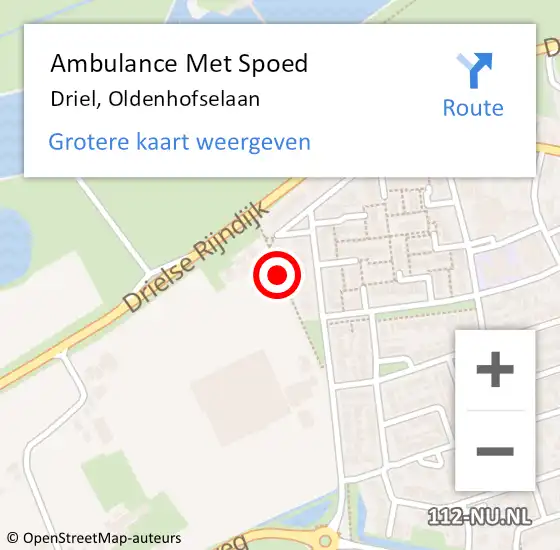 Locatie op kaart van de 112 melding: Ambulance Met Spoed Naar Driel, Oldenhofselaan op 21 juli 2019 19:08