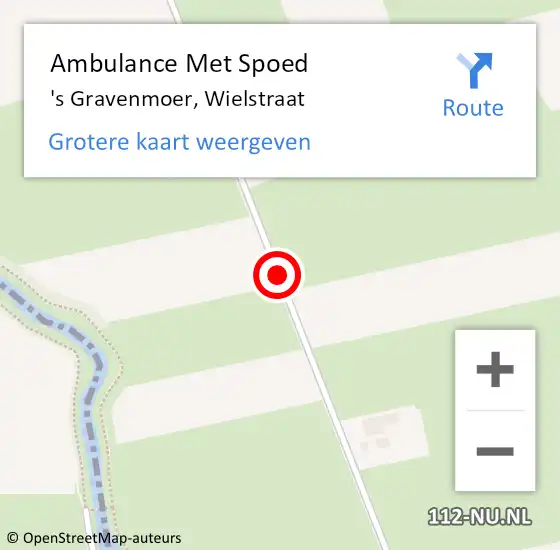 Locatie op kaart van de 112 melding: Ambulance Met Spoed Naar 's Gravenmoer, Wielstraat op 21 juli 2019 19:21