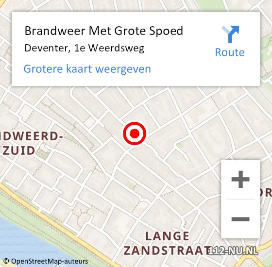 Locatie op kaart van de 112 melding: Brandweer Met Grote Spoed Naar Deventer, 1e Weerdsweg op 21 juli 2019 20:08