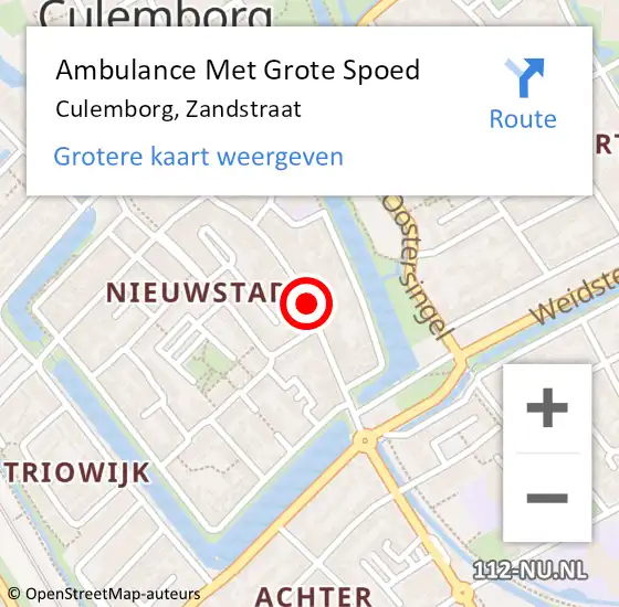 Locatie op kaart van de 112 melding: Ambulance Met Grote Spoed Naar Culemborg, Zandstraat op 21 juli 2019 20:22