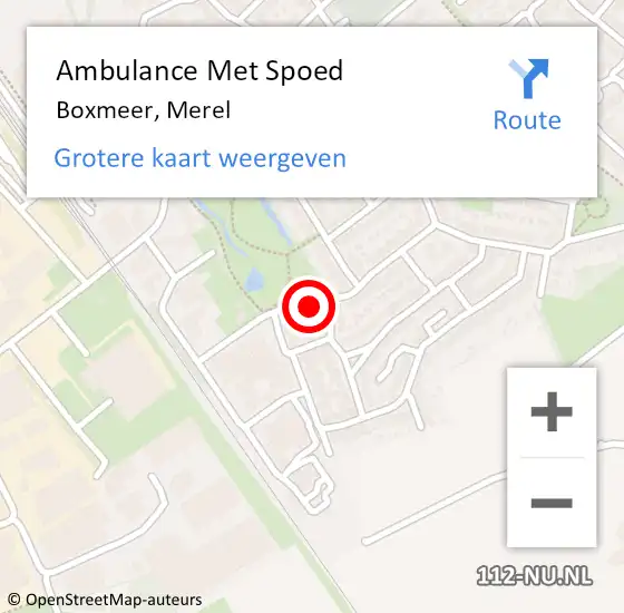 Locatie op kaart van de 112 melding: Ambulance Met Spoed Naar Boxmeer, Merel op 21 juli 2019 21:37