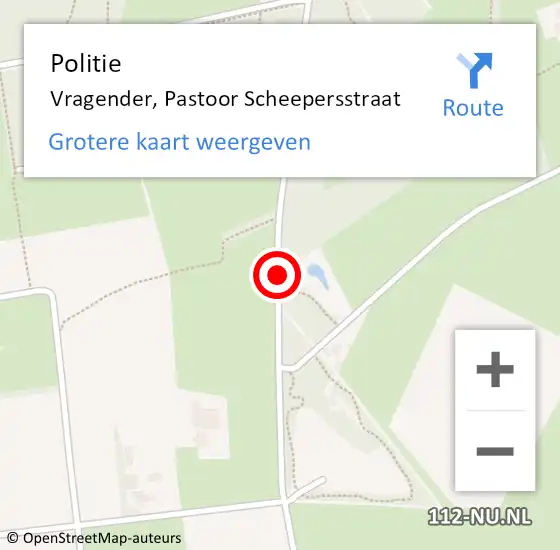 Locatie op kaart van de 112 melding: Politie Vragender, Pastoor Scheepersstraat op 21 juli 2019 21:44