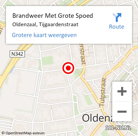 Locatie op kaart van de 112 melding: Brandweer Met Grote Spoed Naar Oldenzaal, Tijgaardenstraat op 21 juli 2019 22:39