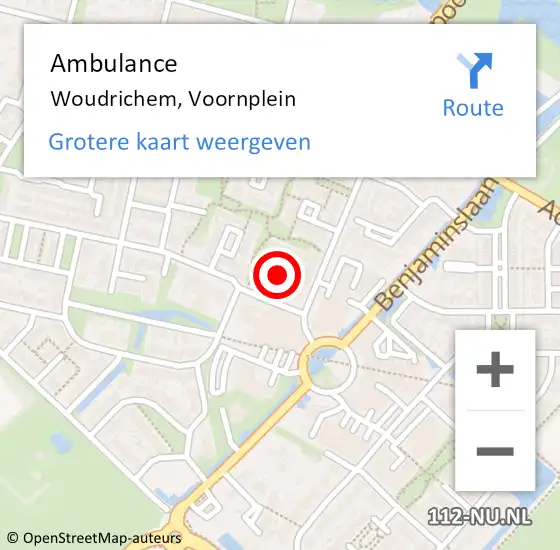 Locatie op kaart van de 112 melding: Ambulance Woudrichem, Voornplein op 21 juli 2019 22:58