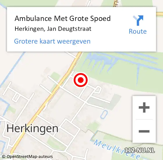 Locatie op kaart van de 112 melding: Ambulance Met Grote Spoed Naar Herkingen, Jan Deugtstraat op 8 april 2014 09:33