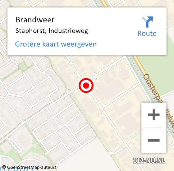 Locatie op kaart van de 112 melding: Brandweer Staphorst, Industrieweg op 22 juli 2019 02:04