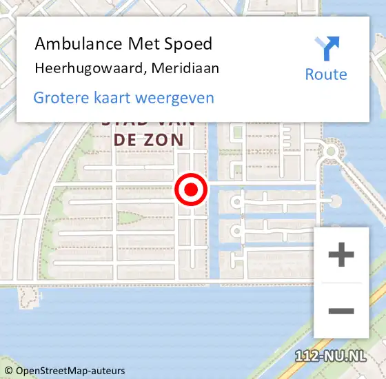 Locatie op kaart van de 112 melding: Ambulance Met Spoed Naar Heerhugowaard, Meridiaan op 22 juli 2019 03:00