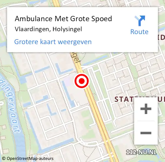 Locatie op kaart van de 112 melding: Ambulance Met Grote Spoed Naar Vlaardingen, Holysingel op 22 juli 2019 05:57