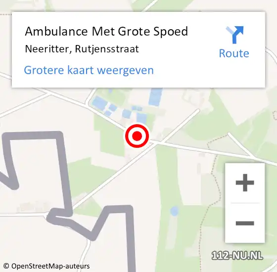 Locatie op kaart van de 112 melding: Ambulance Met Grote Spoed Naar Neeritter, Rutjensstraat op 22 juli 2019 06:00
