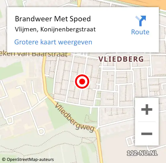 Locatie op kaart van de 112 melding: Brandweer Met Spoed Naar Vlijmen, Konijnenbergstraat op 22 juli 2019 06:34