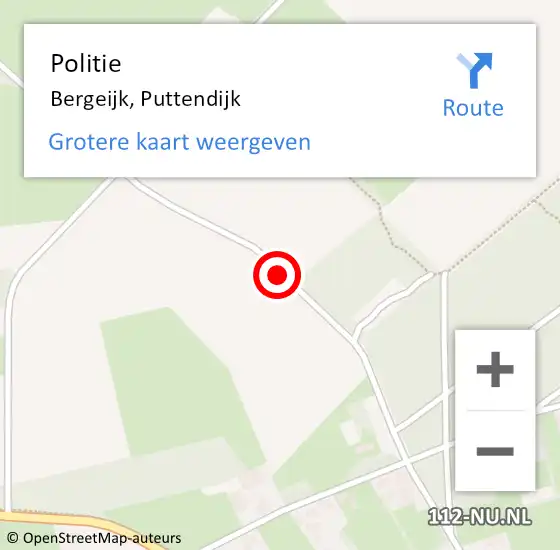 Locatie op kaart van de 112 melding: Politie Bergeijk, Puttendijk op 22 juli 2019 08:00