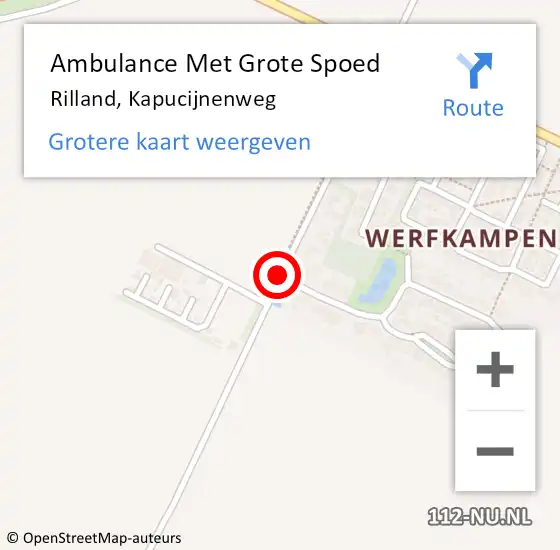 Locatie op kaart van de 112 melding: Ambulance Met Grote Spoed Naar Rilland, Kapucijnenweg op 22 juli 2019 09:02