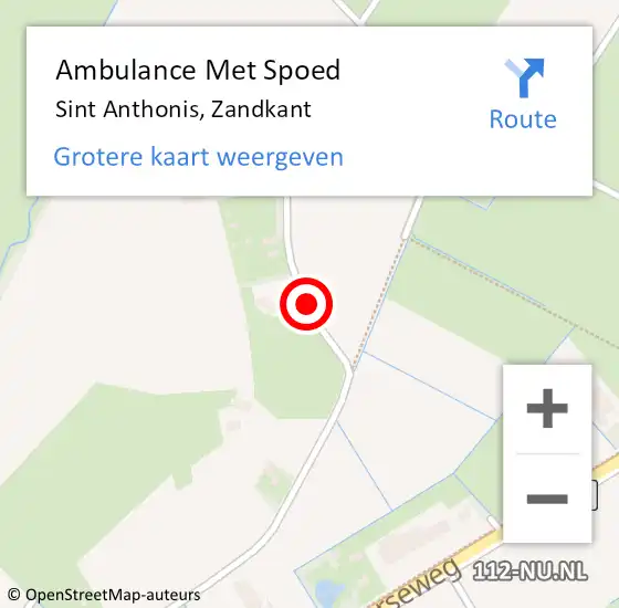 Locatie op kaart van de 112 melding: Ambulance Met Spoed Naar Sint Anthonis, Zandkant op 22 juli 2019 09:24