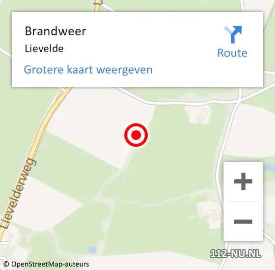 Locatie op kaart van de 112 melding: Brandweer Lievelde op 22 juli 2019 09:53