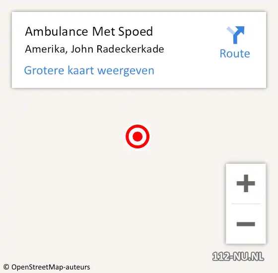 Locatie op kaart van de 112 melding: Ambulance Met Spoed Naar Amerika, John Radeckerkade op 22 juli 2019 10:04
