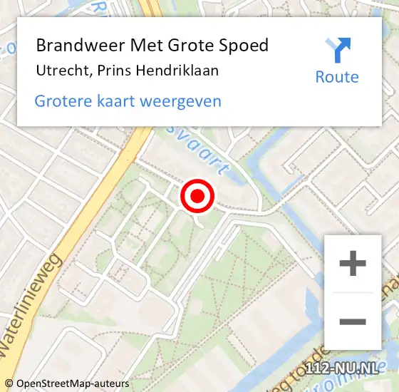 Locatie op kaart van de 112 melding: Brandweer Met Grote Spoed Naar Utrecht, Prins Hendriklaan op 22 juli 2019 10:11