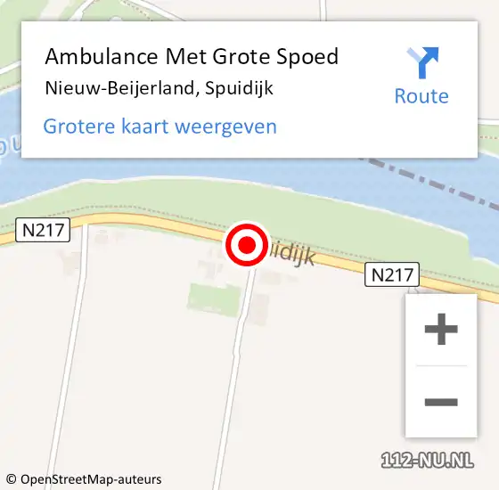 Locatie op kaart van de 112 melding: Ambulance Met Grote Spoed Naar Nieuw-Beijerland, Spuidijk op 22 juli 2019 11:18