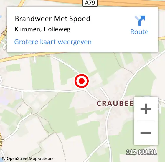 Locatie op kaart van de 112 melding: Brandweer Met Spoed Naar Klimmen, Holleweg op 22 juli 2019 11:27