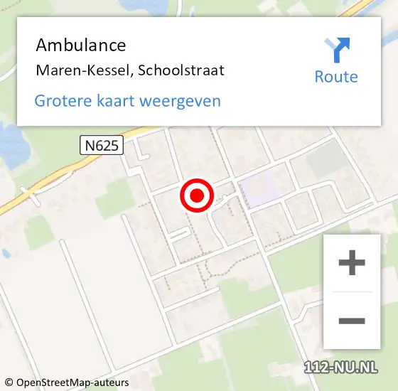 Locatie op kaart van de 112 melding: Ambulance Maren-Kessel, Schoolstraat op 22 juli 2019 12:10