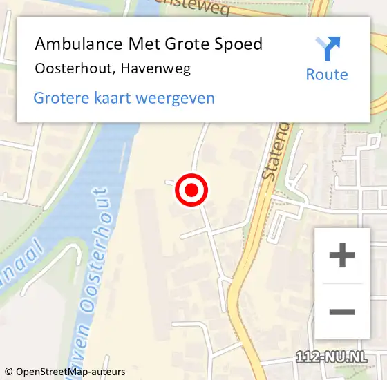 Locatie op kaart van de 112 melding: Ambulance Met Grote Spoed Naar Oosterhout, Havenweg op 22 juli 2019 12:16