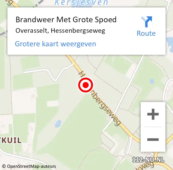 Locatie op kaart van de 112 melding: Brandweer Met Grote Spoed Naar Overasselt, Hessenbergseweg op 22 juli 2019 12:55