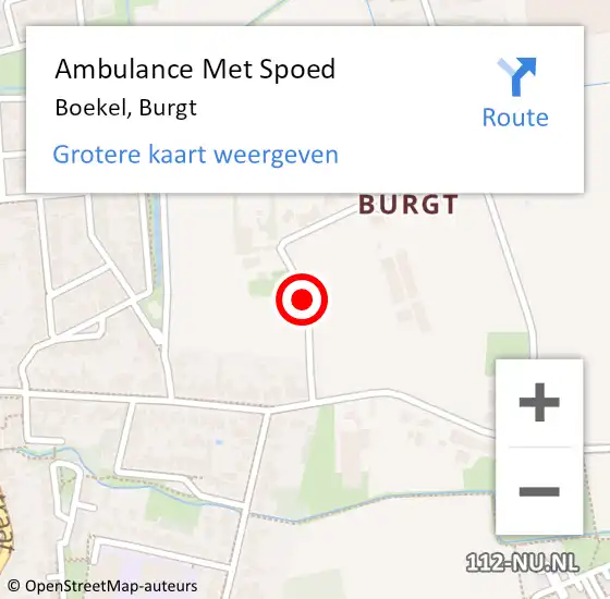 Locatie op kaart van de 112 melding: Ambulance Met Spoed Naar Boekel, Burgt op 22 juli 2019 13:24