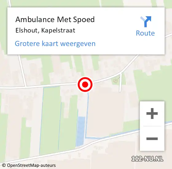 Locatie op kaart van de 112 melding: Ambulance Met Spoed Naar Elshout, Kapelstraat op 22 juli 2019 13:24