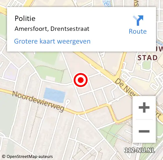 Locatie op kaart van de 112 melding: Politie Amersfoort, Drentsestraat op 22 juli 2019 13:29